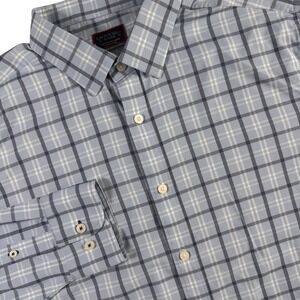 UNTUCKit Performance Button Up Shirt Men's XL Light Blue Plaid Stretch Classic